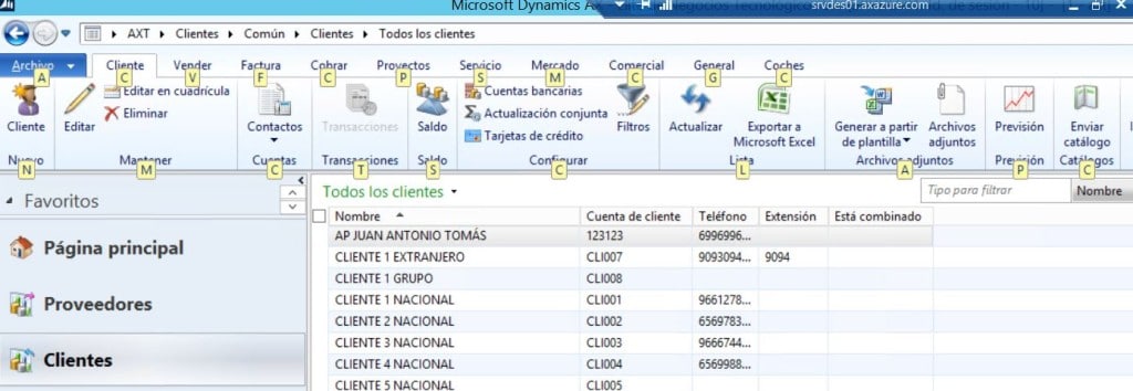 atajos de teclado dynamics ax 2012 r3