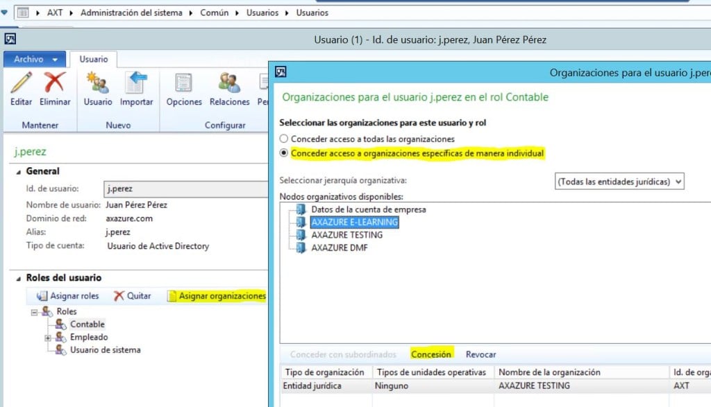 Asignar organizaciones a roles de usuario microsoft dynamics ax 2012 r3