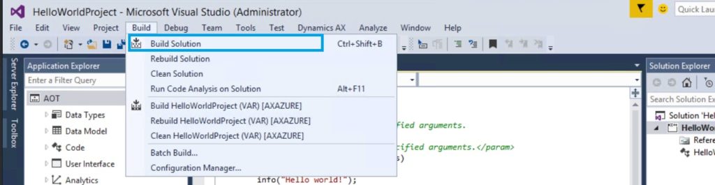 compilar solucion ax7 visual studio 2015