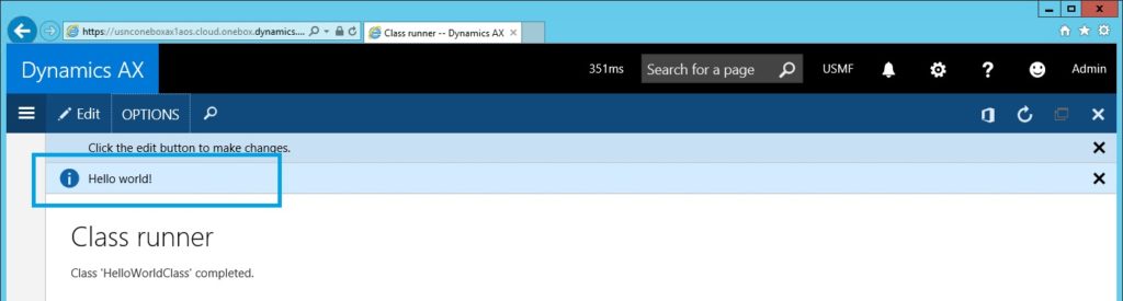 Hello world! Primer programa nuevo microsoft dynamics ax ax7