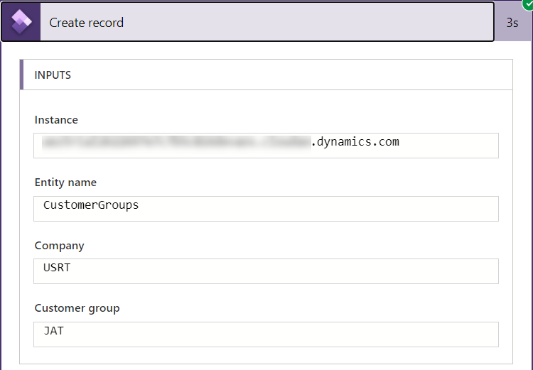 Create record executed