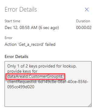 Detalles de error de ejecución