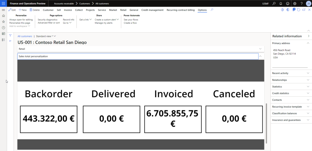 Power app embeded in dynamics 365 finance and operations custtable form